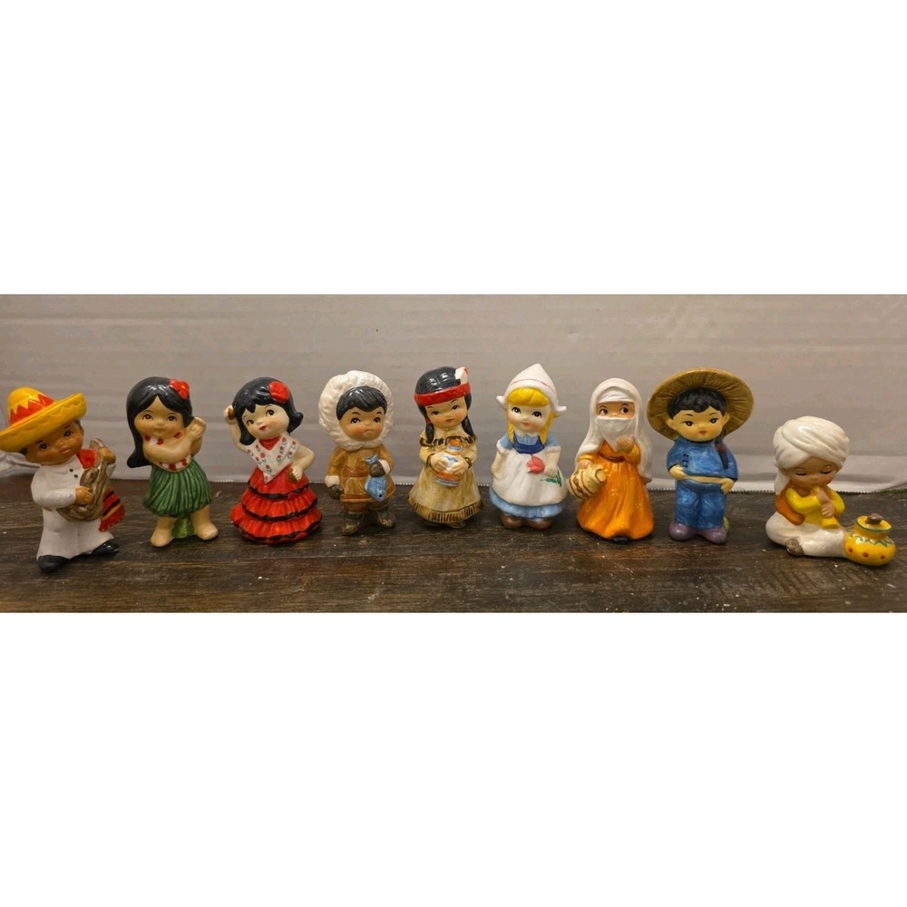Vintage Ceramic International Children of the World Figurines Lot of 9
